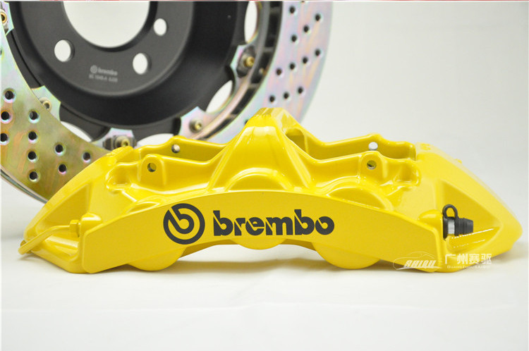 意大利BREMBO竞技版6活塞刹车卡钳 黄色BREMBO GT版刹车套装